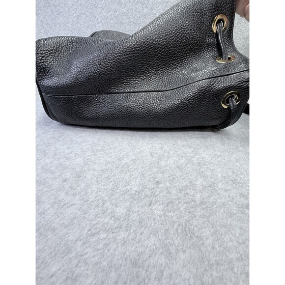 MICHAEL KORS Womens Black Leather Purse Drawstring Bucket Hobo Bag Gold Hardware - Picture 11 of 13